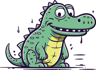 Cute crocodile vector illustration. Cute cartoon crocodile.