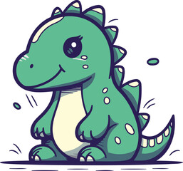 Cute cartoon dinosaur. Vector illustration isolated on a white background.