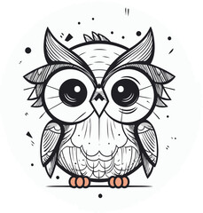 Cute owl. Hand drawn vector illustration in doodle style.