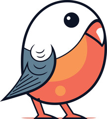 Bullfinch. Cute cartoon character. Colorful vector illustration.
