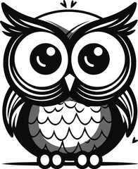 Owl cartoon icon isolated on white background. Vector Illustration.