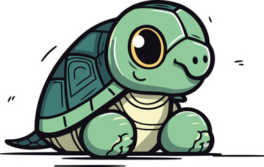 Cute cartoon turtle. Vector illustration isolated on a white background.