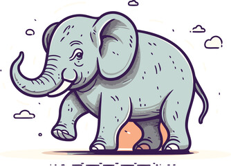 Cute elephant. Vector hand drawn illustration. Isolated on white background.