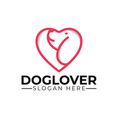 Dog love heart logo vector icon symbol design illustration