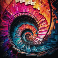 A staircase surreal geometric ,  abstract creation