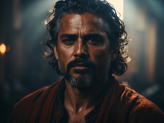 Ein mittelalter Mann schaut ernst in die Kamera und wird von hinten durch ein Fenster beleuchtet