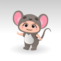 Cute mouse With Cartoon Icon Vector Illustration. Cute bear mascot costume concept Isolated Premium Vector. Flat Cartoon Style