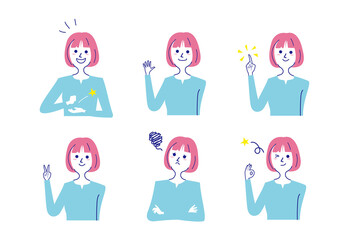 ショートボブ前髪ありの女性バストアップポーズ集-1