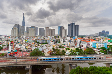 Test running metro trains in Ho Chi Minh City from Ben Thanh station to Suoi Tien station in...