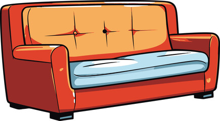 Minimalistic vector illustration of a simple, flat-colored comic-style sofa.