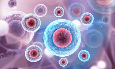 Human cells anatomy blue color. 3d illustration..