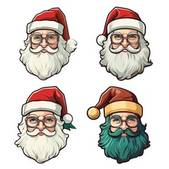 set of different santas on white. simple illustration.