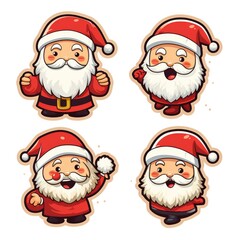 set of different santas on white. simple logo-like illustration.