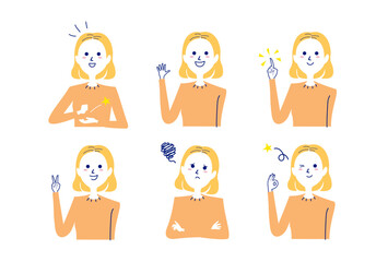 ボブヘアの女性2バストアップポーズ集-2