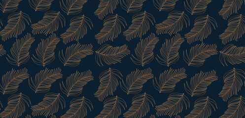 Luxury gold leaves seamless pattern background
