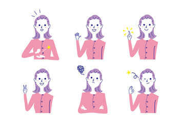 ポンパドールの女性バストアップポーズ集-1