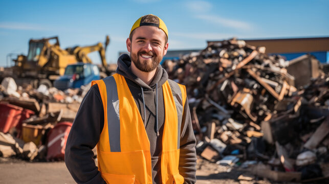 Male worker working at Waste Management Facility.