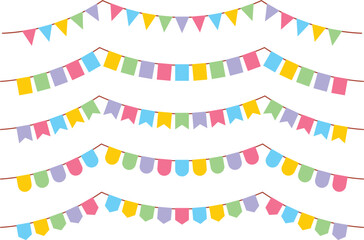 ガーランドフラッグのベクターイラストセット