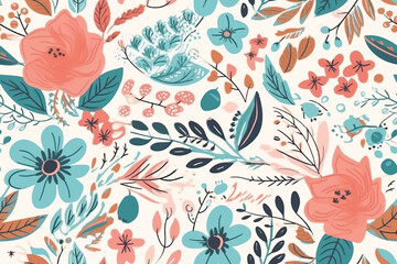 Floral pattern design , Printing Textile , Transfer designs , pattern , flower. Seamless Colorful Tropical Floral Pattern. Seamless pattern of tropical florals in colorful style.  - obrazy, fototapety, plakaty