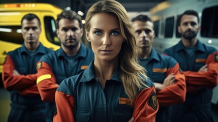Obraz premium Team of emergency medical service ready for emergency.