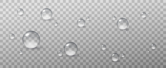 Realistic vector water drops png on a transparent light background. Water condensation on the surface with light reflection and realistic shadow. 3d vector illustration
