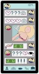 Screen of a smartphone with a chat conversation that is leading to sextortion