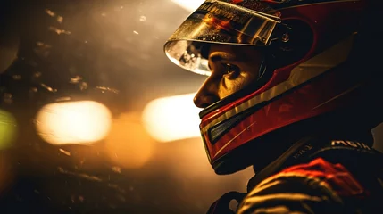 Verduisterende gordijnen Formule 1 NASCAR F1 Motorbike pilot driver on blurred background