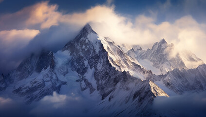 Snow-covered_winter_mountains. Generative AI.
