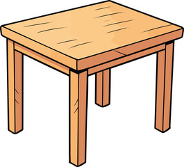 A minimalist, comic-style image with a simple flat color design portrays a table in a vector format.