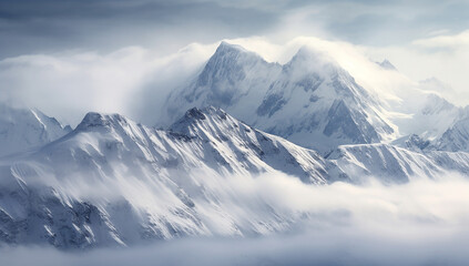 Fototapeta na wymiar Snow-covered_winter_mountains. Generative AI.