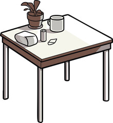 A colorful, minimalistic vector image of a simple comic-style table.
