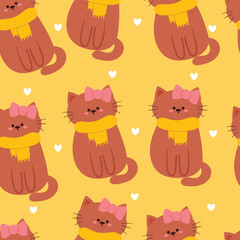 seamless pattern cartoon cats. cute animal wallpaper illustration for gift wrap paper