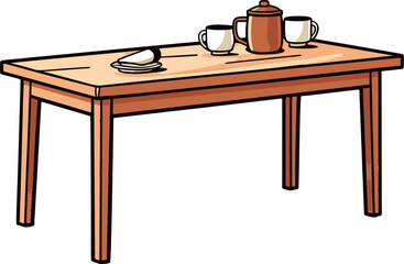 Minimalistic flat vector comic style image of a simple table.