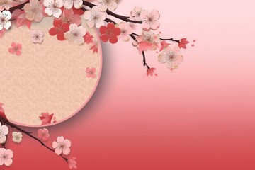 Elegant Japanese-style cherry blossom background material for banners. Generative AI
