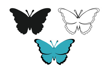 Butterfly outline vector isolated on white background.	Butterfly icon.