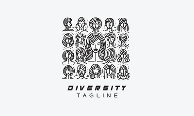 Diversity, inclusion, unity, group vector logo icon illustration design