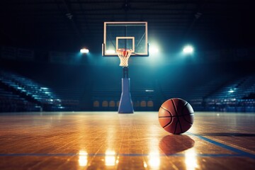 Basketball in a arena in background