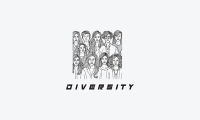 Diversity, inclusion, unity, group vector logo icon illustration design