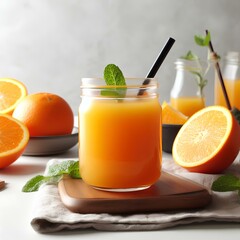 Vibrant Citrus Delight: Orange Juice Splash on White