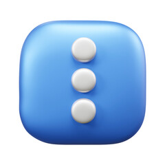Menu 3d illustration icon or navigation bar 3d icon illustration or website menu icon illustration or three dot menu or navbar 3d icon illustration