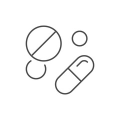 Pill and tablets line icon