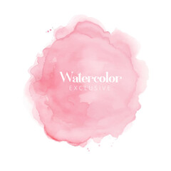 Pink rose isolated on white, watercolor vector stains; background for title and logo