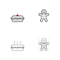 Pie and gingerbread-man icon.