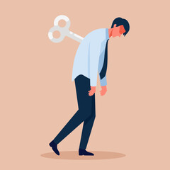 businessman tired. The manager is depressed and tired from work, Concept metaphor for the failure of the business vector illustration