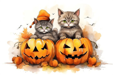 Party spooky halloween animal black pumpkin october witch autumn holiday cat