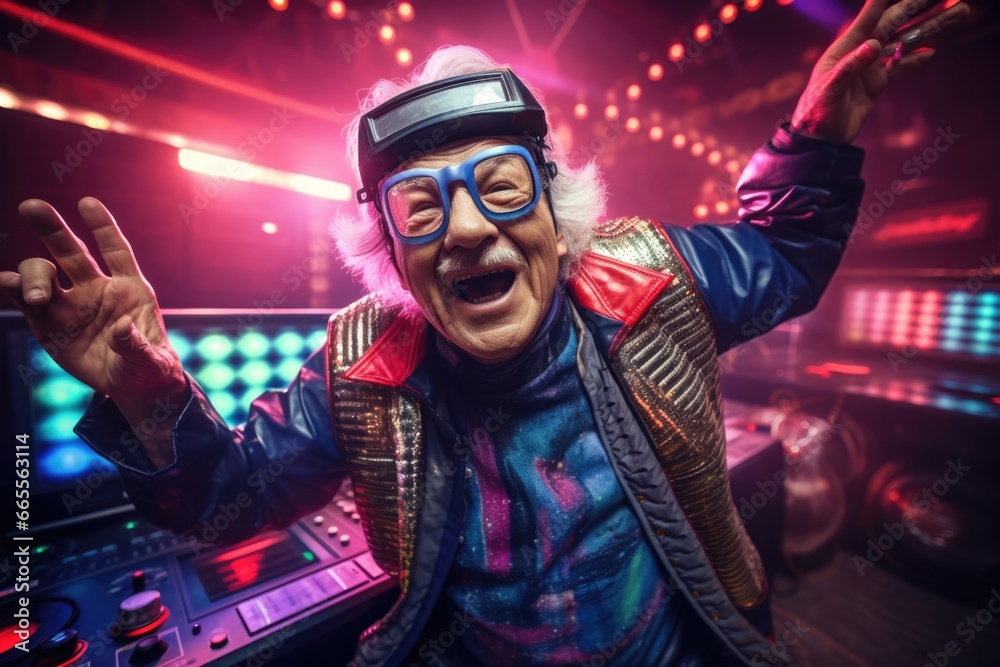 Canvas Prints Man Dancing in Helmet and Glasses