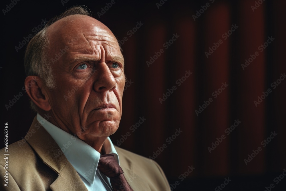 Poster man in suit and tie looking to the side