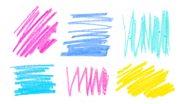 Set photo grunge hand draw, scribble colorful hatching, palette wax pastel, crayon isolated on white, clipping path
