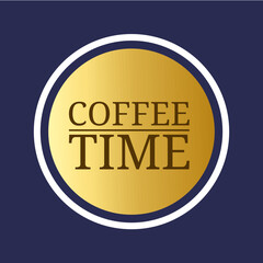 coffee time round logo button design