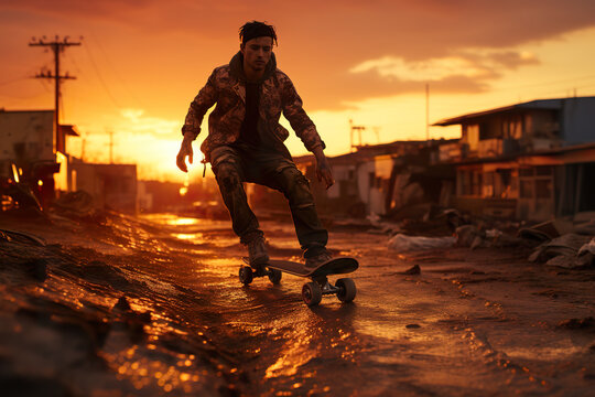 Young Man Skateboarding